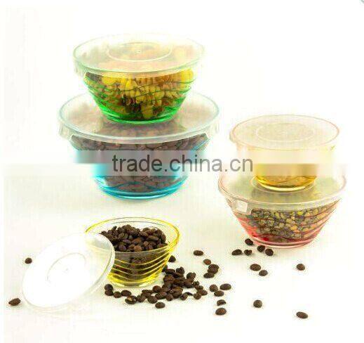 Glassware Dinner Set Plastic Lid Glass Storage Bowl