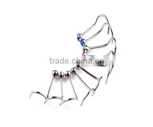 Nose Retainer Rings Studs hide piercing Bio Flexible Clear Screw On Gems