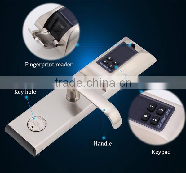 Fingerprint and card door access control lock with battery adel biometric door lock good quality eu stype