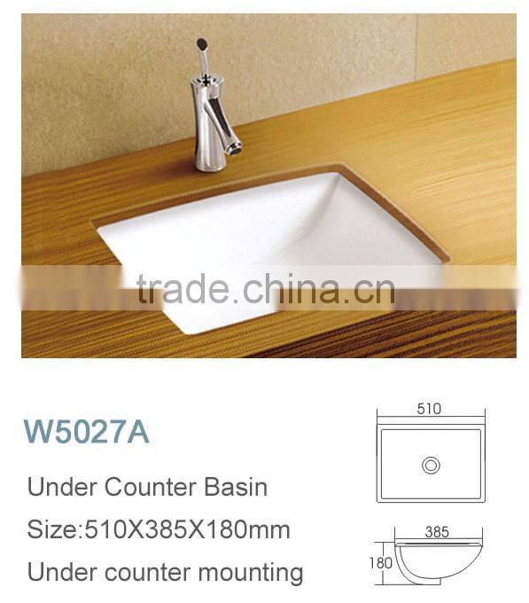 Bathroom classical ceramic rect inset basin