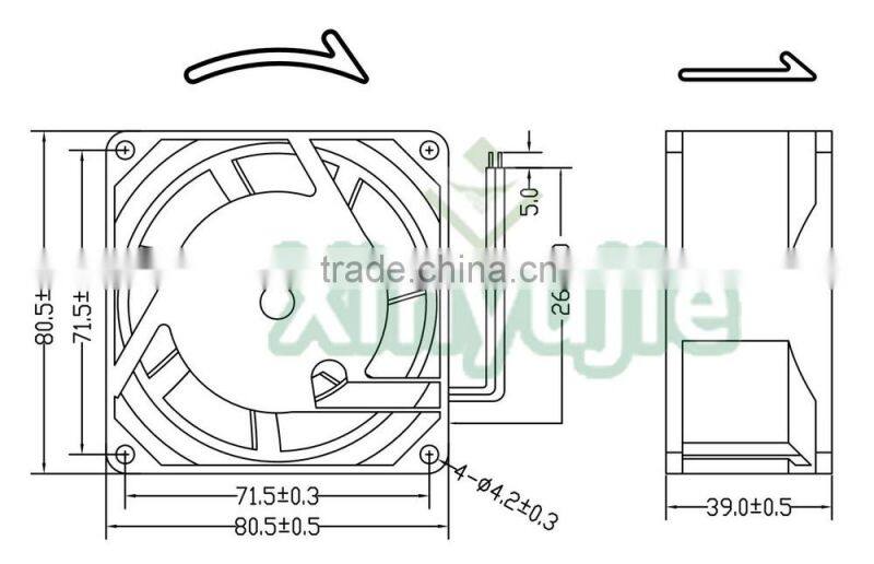 AC8038 2500-2800rpm ac bladeless ac fan for heater cooler with battery operated