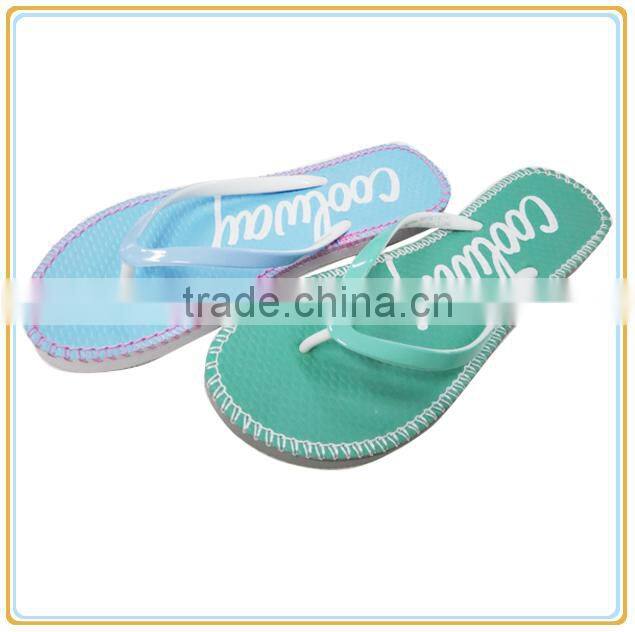 2015 stitching wedge women flip flop soft EVA flat lady slipper