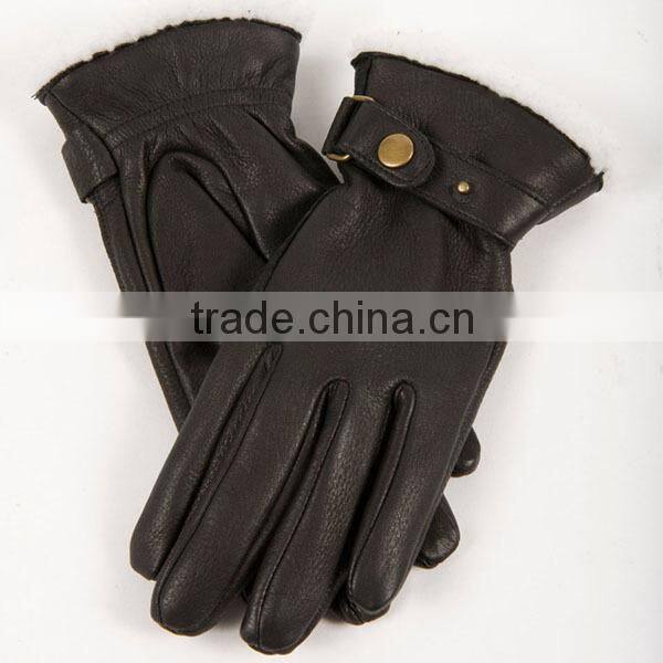 Newest Guangdong xxxl black winter split cowhide plain style lined Mens dress gloves
