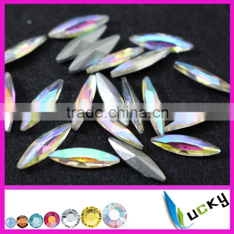 Top quality slim long horse eye all colors available 4x15mm crystal navette crystal rhinestones point back fancy shape