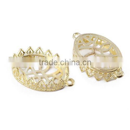 wholesale fashionable Gold tone gear Bezel Brass Cabochon&Gemstone Blank settings Connector 19*32.8mm P9053