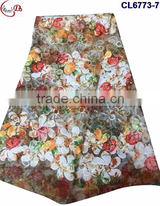 CL6773(1-4) new arrival flower pattern Organza lace dress french lace sequins lace net fabric