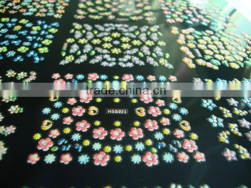 2014 new fashion diy tiny puffy all shapes 4color printing nail toe sticker