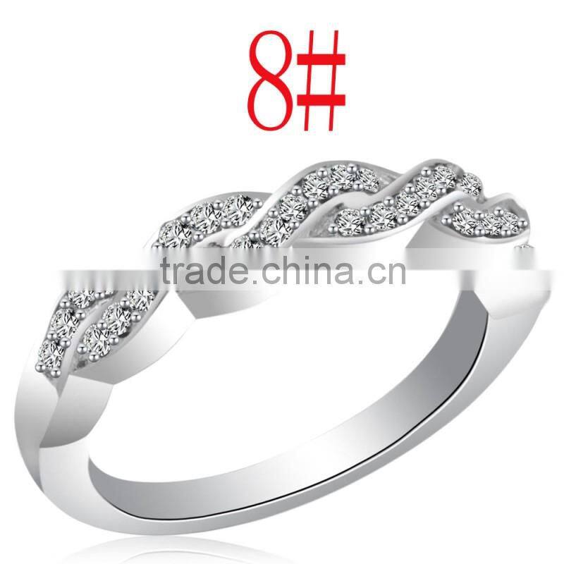 Sparkly Micro Pave Setting Good Quality Zircon Wedding Bands Twisted Ring For Unisex