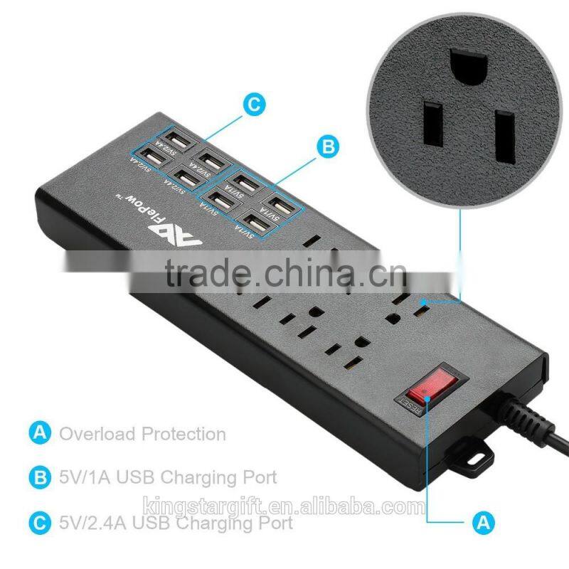 Power Strip Retractable Cable 8 Ports USB Charging