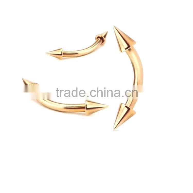 Rose Gold Plate Eyebrow Curved Barbell Body Piercing Jewelry