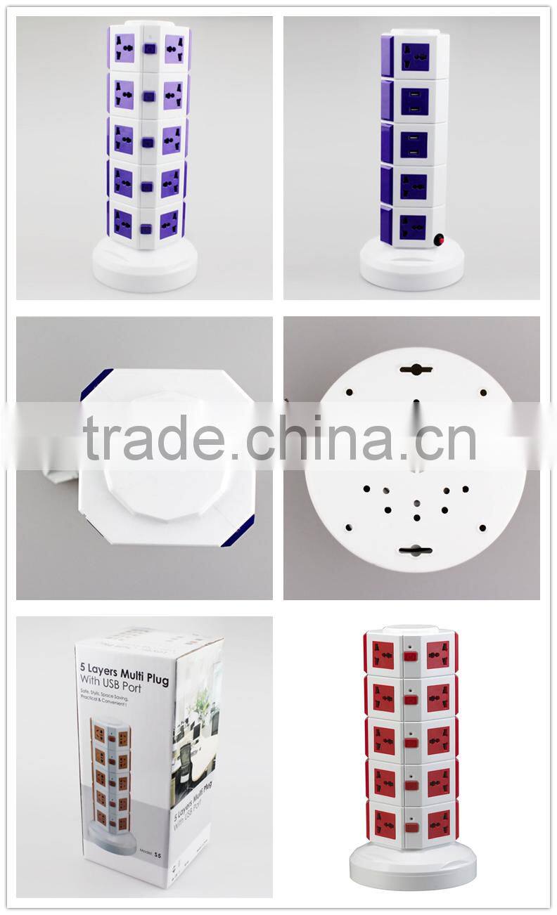 ME-S5 Five Layer Vertical Rotary Socket of Multifunction plug socket