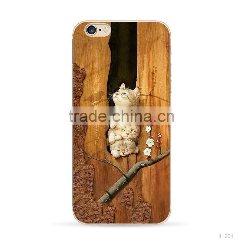 Cat Design Wholesale Cell Phone Case TPU CMYK Digital Printing Color Cell Phone Case for Iphone 6s