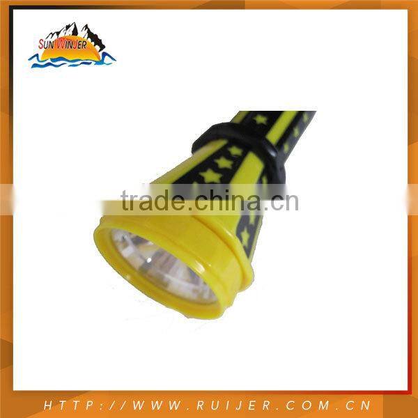 Promotional two color MIX injection rechargeable plastic led flashlight torch