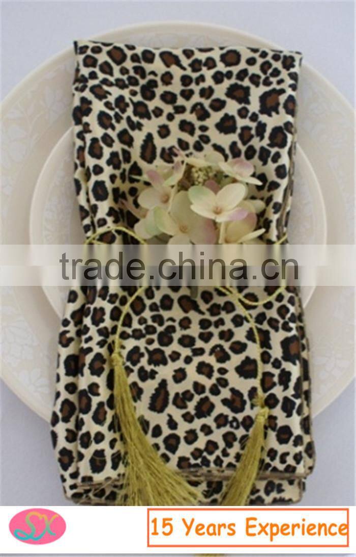 high quality satin leopard print napkin, banquet, wedding table napkin