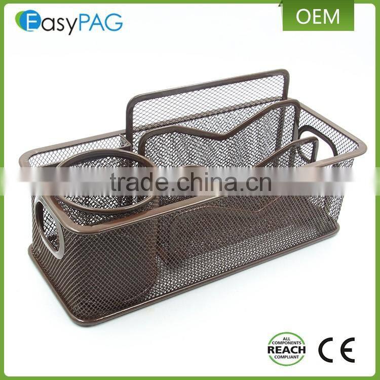 EasyPAG power coated office desk organizer wire mesh letter tray metal pen holder with hole