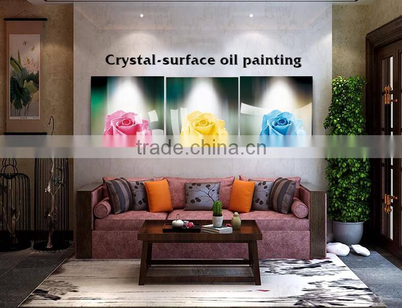 wholesale dropshipping light up led canvas painting handmade fabric flowers oil painting flower for home decor