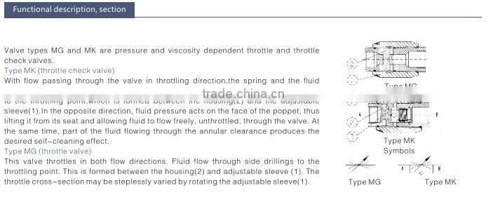 throttle check valve type MG/ MK good quality