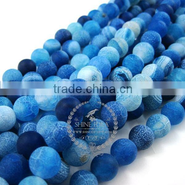1string 15inch string,about 38pcs,10mm round shape blue dyed weathered agate loose beads findings supplies 3110167