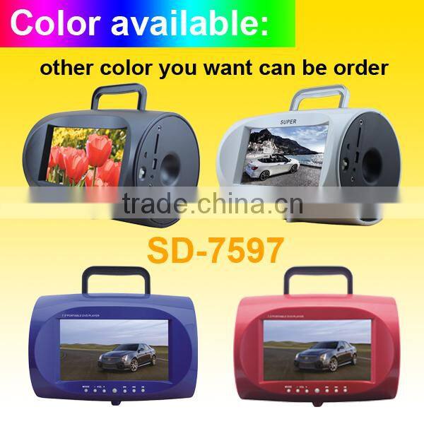 7" home portable dvd player with FM,USB,SD,TV,game function