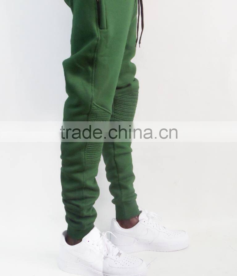 Green biker ZIP JOGGER man pants moto jogger pants gym pants (lotbike082)