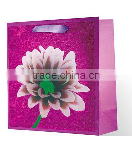 2015 new dsign printing white paper gift bags with ribbon handles