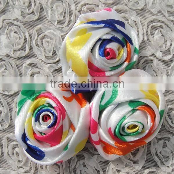 Direct manufacturer cheap item to sell ribbon satin rose flower artificial design for holiday/party/tutu dress supplies