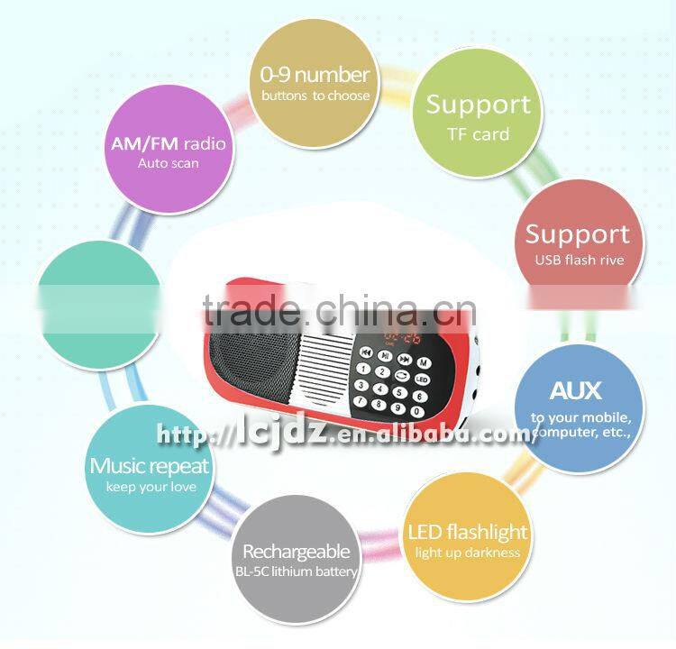 L-198AM portable mini MP3 player FM AM radio speaker