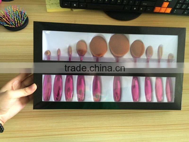 New High Quality 10pcs oval make up brush set, Oval foundation brush