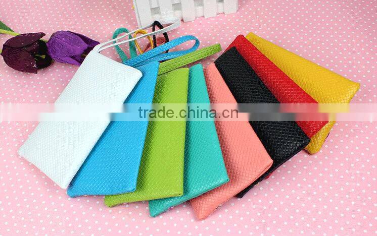 Beauty Women Coin Purse Wallet Woven Mobile Phone Pouch Case Candy Color Mini hand Bag New