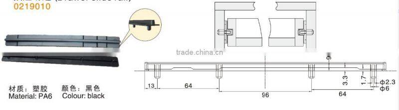 0219010 black plastic drawer slide rail for furniture cabinet