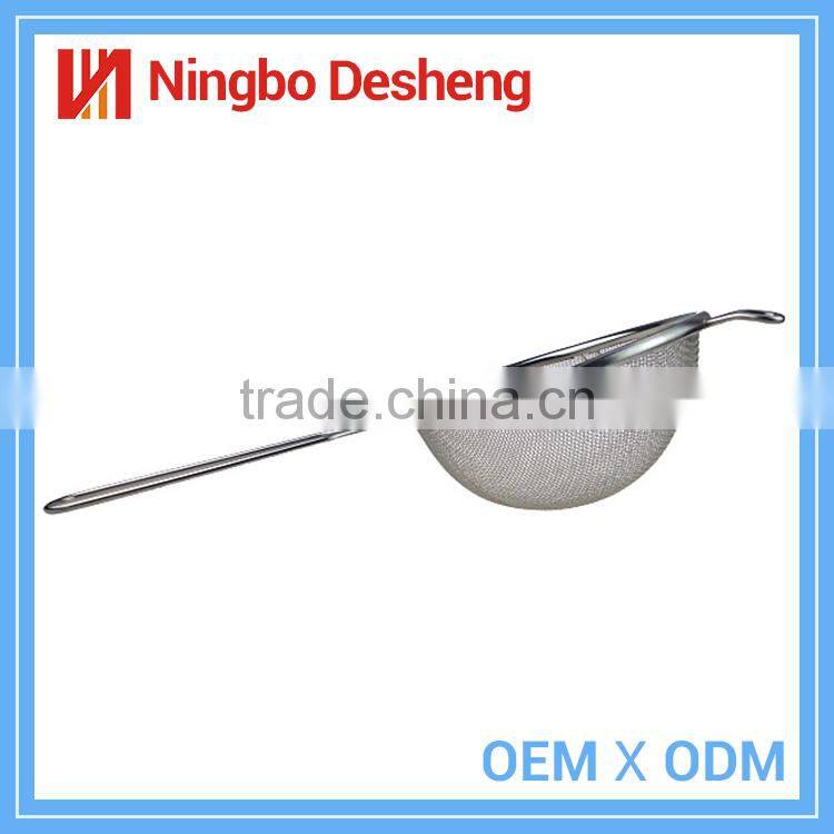 Hot sale double ears colander stainless steel metal mesh strainer with long handle