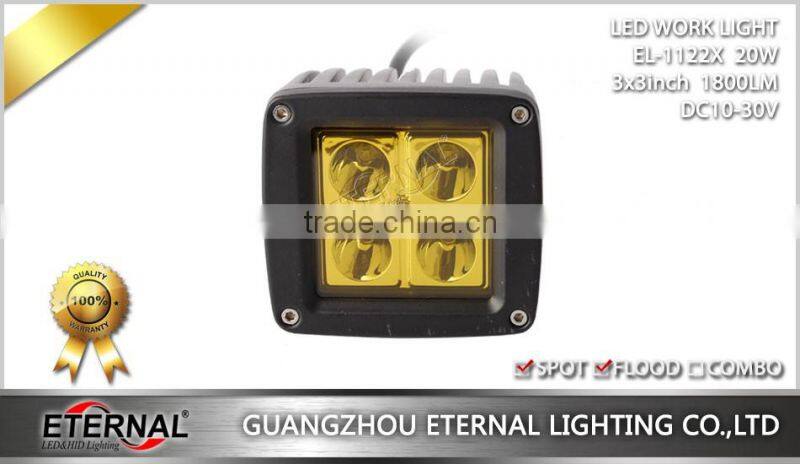 3x3 cube pod 20W pillar 4x4 Jeep off-road powersports powersports ATV UTV SUV high power LED work light fog lamp