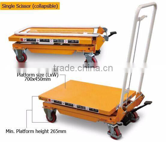 Easy pedal operated mini portable scissor lift table