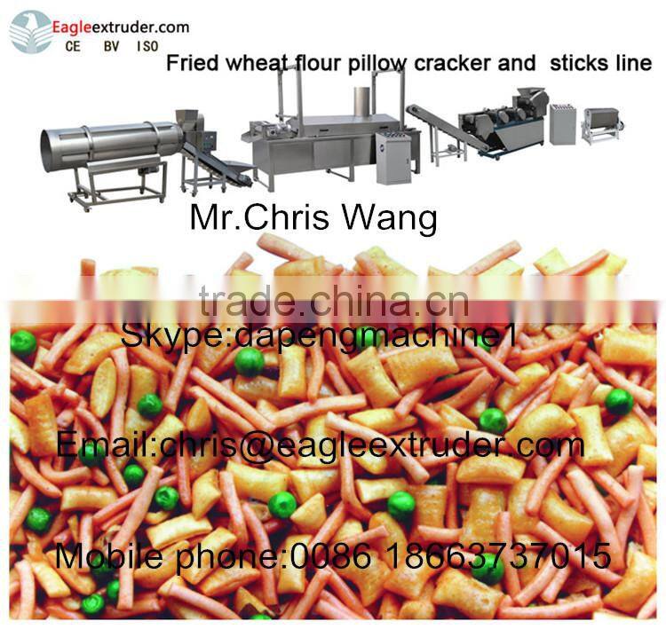 Full Automatic Fried Wheat Flour Pillow Stick Snack Process Machinery