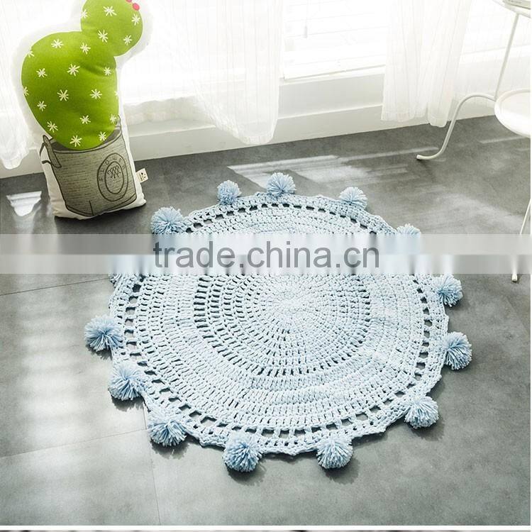 Wholesale custom soft fiber baby kids children play nursery crochet round carpet rug