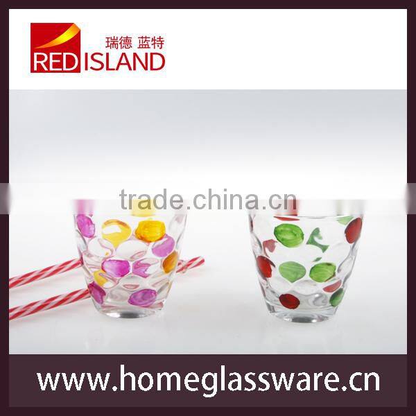 decorative glass cup for milk with hand drawing
