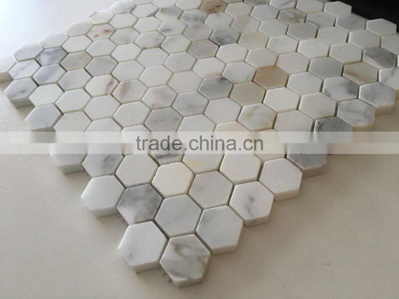 Calacatta gold hexagon marble mosaic 12*12 tile for sale