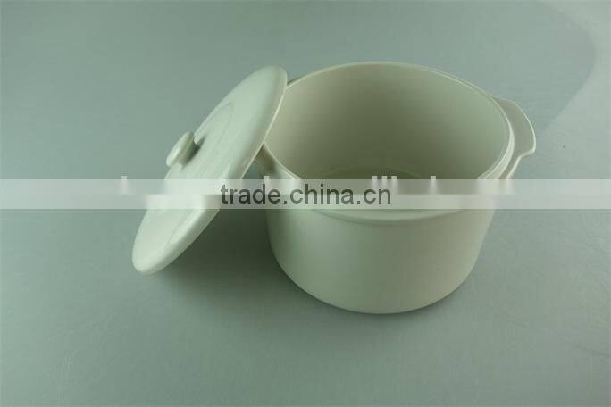 cheap white ceramic round shape food storage with cover