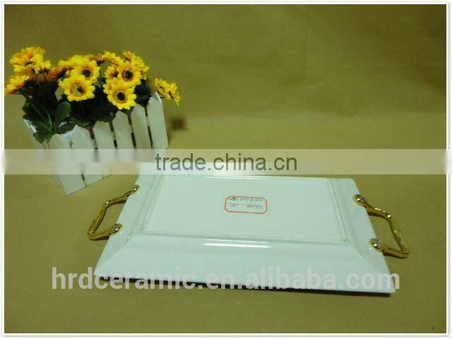 China stock ceramic dinner plates with handles