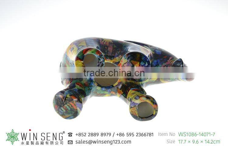 hot decoration hand painted OEM art decor cute novelty ceramic elephant piggy bank