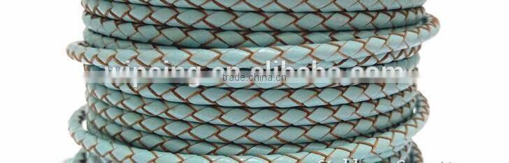 colorful real leather handmade weave lanyard / round leather rope