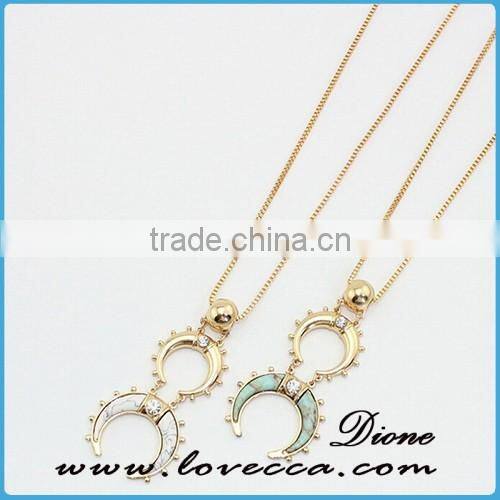 Dubai gold necklace fashion gold long chain gemstone necklace