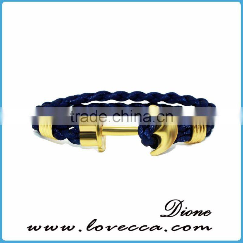 Gentleman Permanent Blue and Red color Rope Stainless Steel Bracelet Anchor