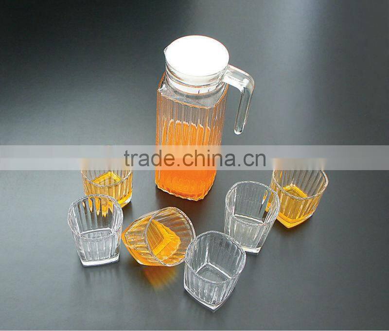 Glass jug with handle and lid