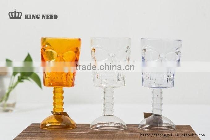 Halloween plastic 350ml LED light skull mugs cup for party decoration