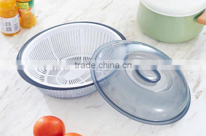 Oval double layers kitchen vegetable fruit rice plastic washing drain draining basket