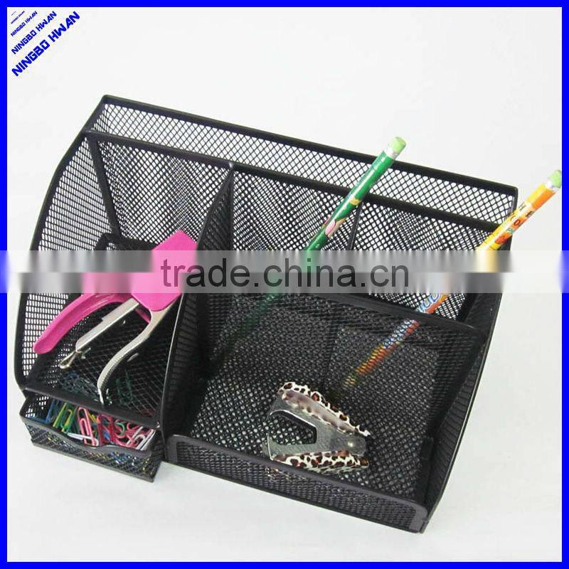 rectangle 6 divided compartment wire mesh stationery holder