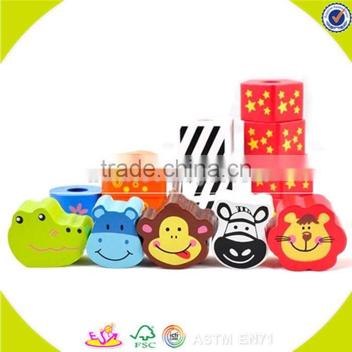 wholesale baby lovely wooden stacking blocks doll educational kids pink wooden stacking blocks doll toy W13D077A