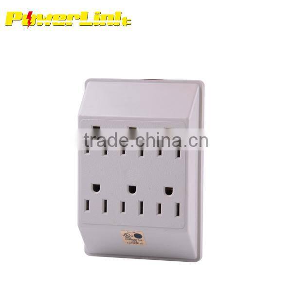 S60107 6 Way Electrical Outlet Wall Plug / Power Strip, UL listed, Six Socket Splitter