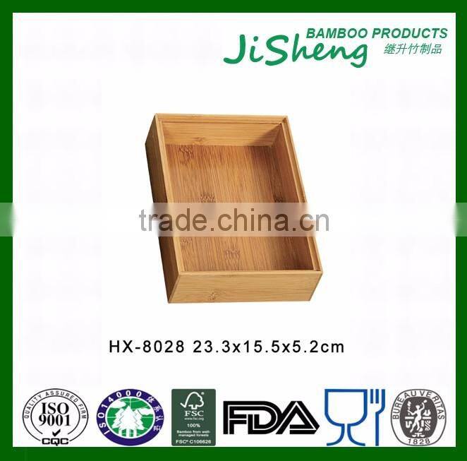 FDA certificate 9x6x2 INCH Eco-friendly Bamboo Wooden Cutlery Box